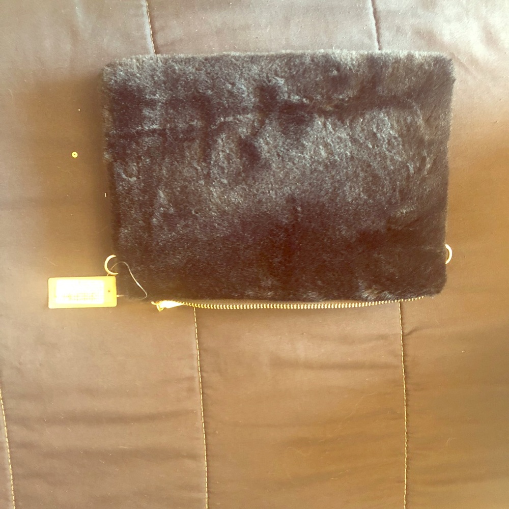 Simple Black Furry Clutch never used